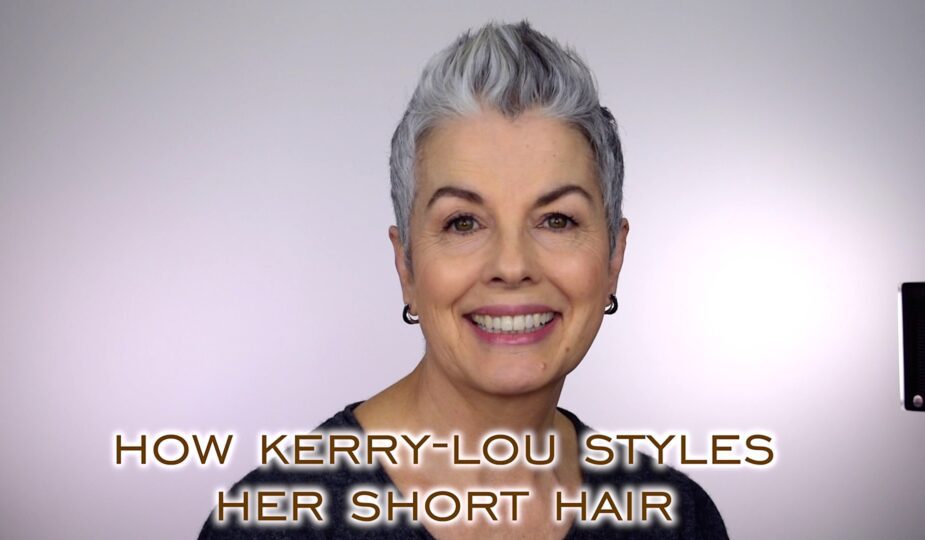 A woman with grey hair.